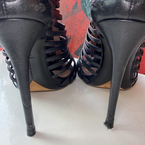Made in Italy Tabitha Simmons Skyhigh Gladiator cage stiletto heels - 37 1/2 - Picture 13 of 17